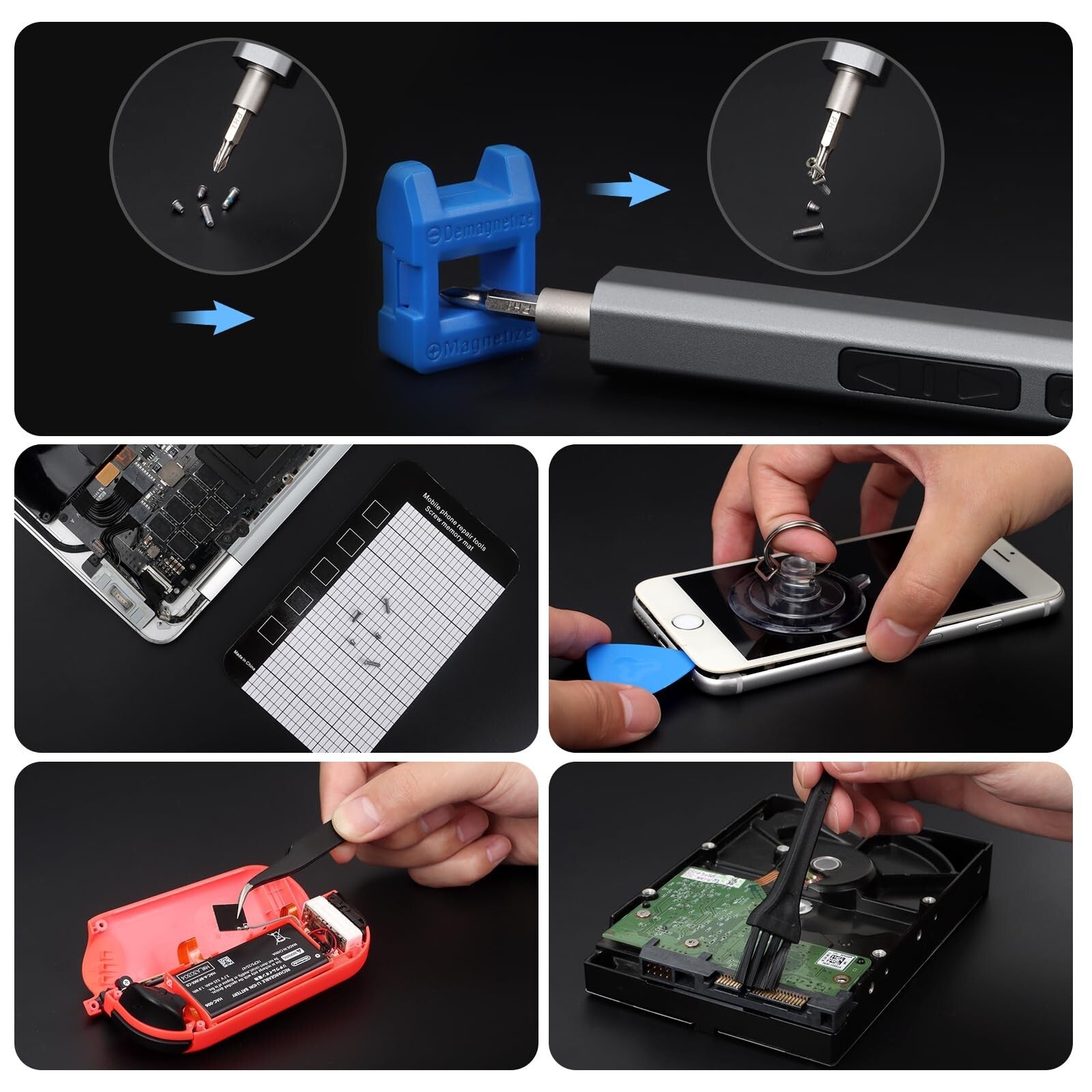 STREBITO Mini Electric Screwdriver, 144-Piece Electric Precision Screwdriver ...