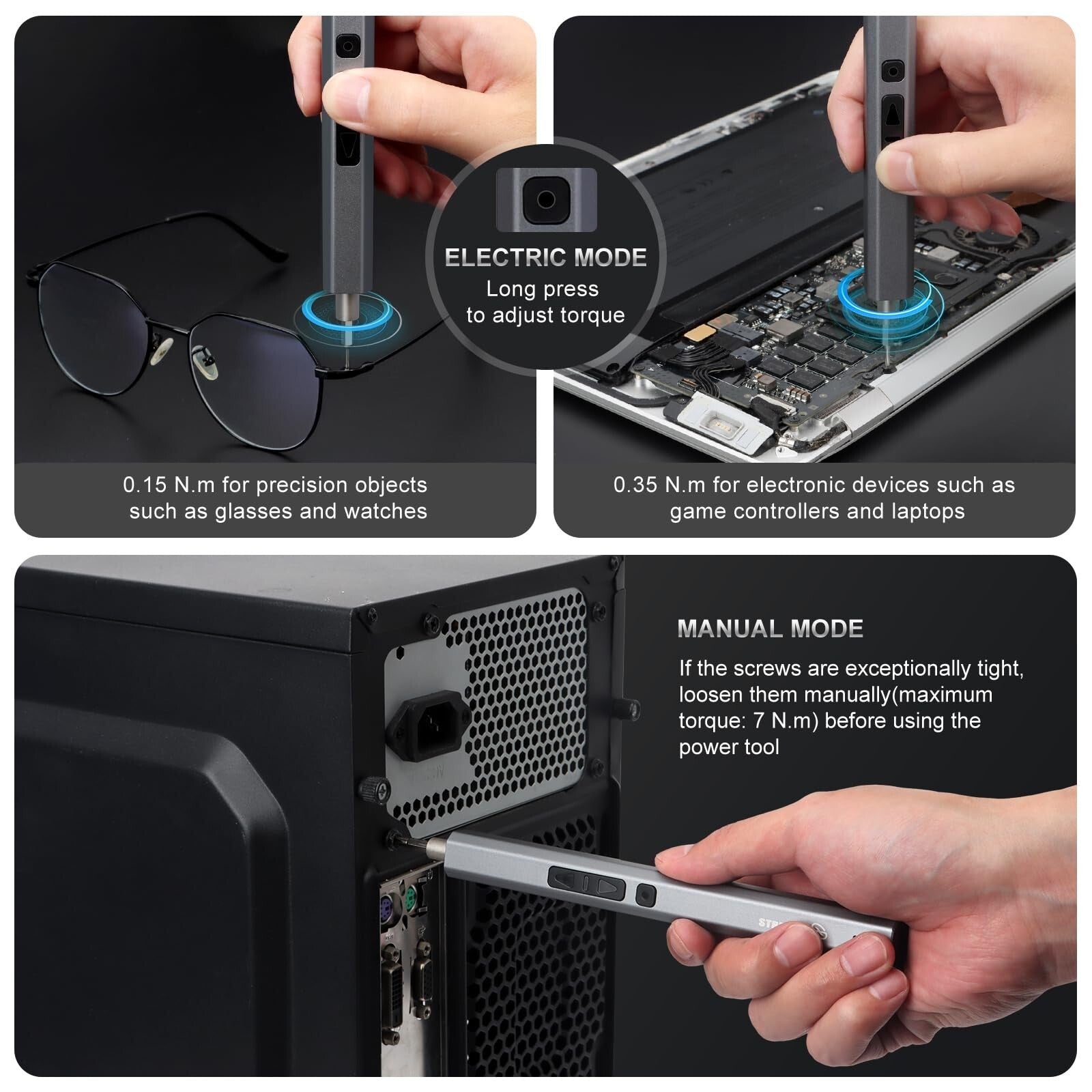 STREBITO Mini Electric Screwdriver, 144-Piece Electric Precision Screwdriver ...