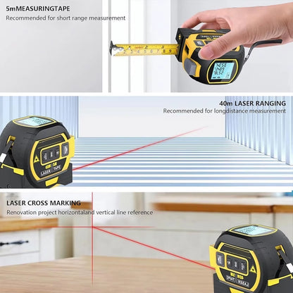Revolutionary 3-In-1 Laser Tape Measure: High Precision 40/60M Infrared Distance Measuring Tool for Accurate Measurements