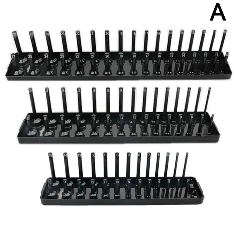 3Pcs Black/Red Socket Organizer Tray For 1/2" 3/8" 1/4" Socket Holder Home Sleeve Storage Rack Garage Tray Tool