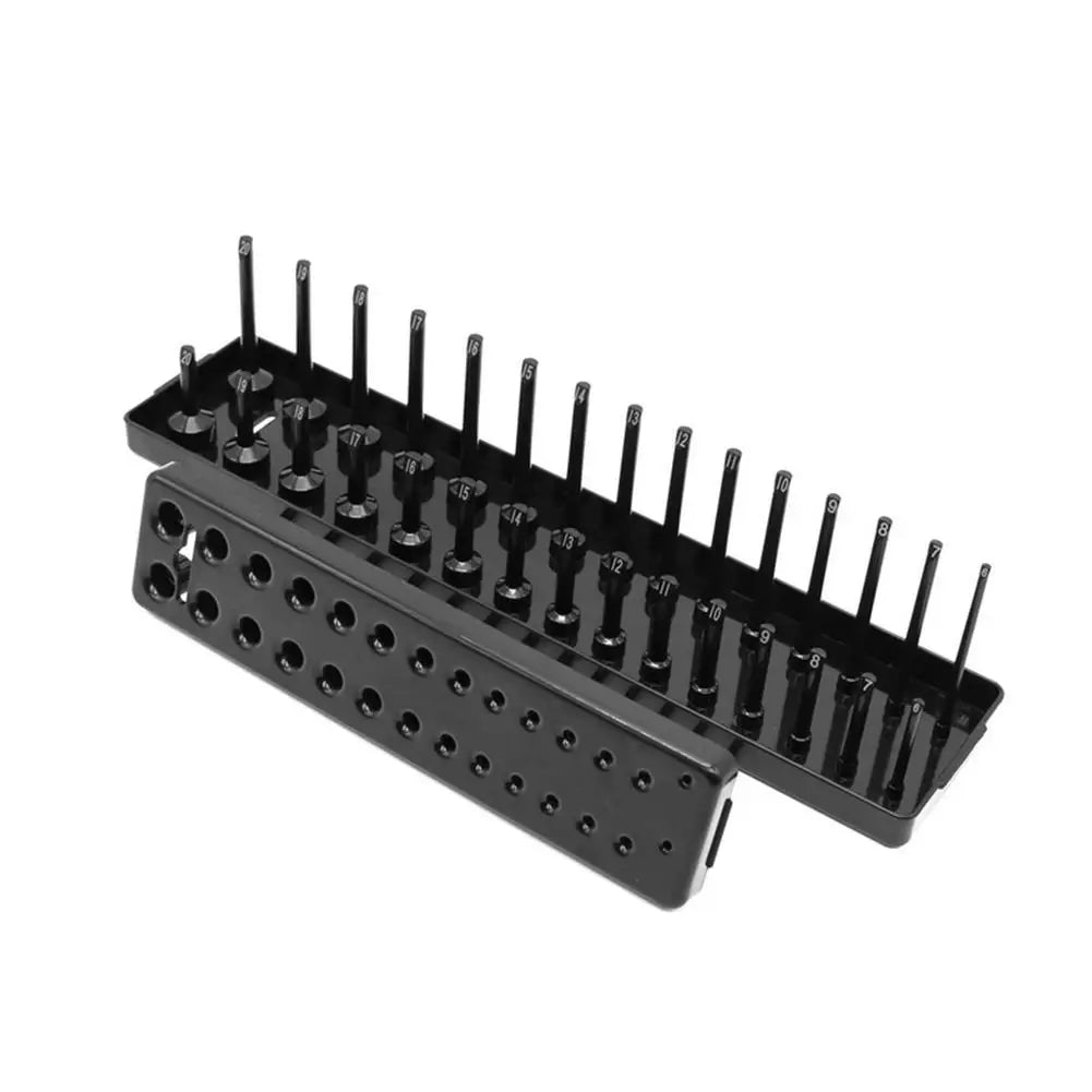 3Pcs Black/Red Socket Organizer Tray For 1/2" 3/8" 1/4" Socket Holder Home Sleeve Storage Rack Garage Tray Tool