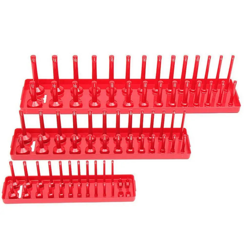 3Pcs Black/Red Socket Organizer Tray For 1/2" 3/8" 1/4" Socket Holder Home Sleeve Storage Rack Garage Tray Tool