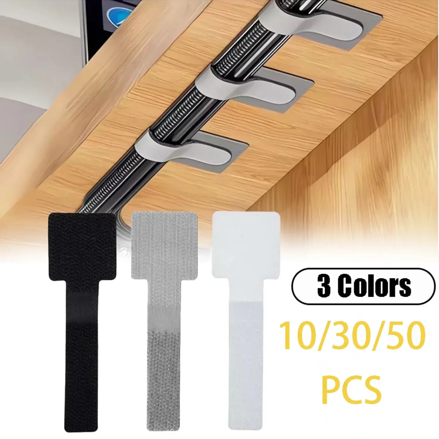New Reusable Velcro Cable Ties: Self-Adhesive & Adjustable Cable Holder, Ideal as Desktop Cord Storage Organiser