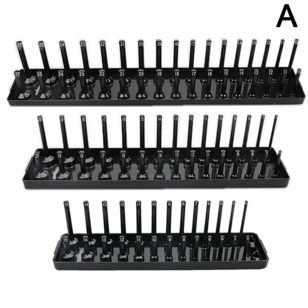 3Pcs Black/Red Socket Organizer Tray For 1/2" 3/8" 1/4" Socket Holder Home Sleeve Storage Rack Garage Tray Tool