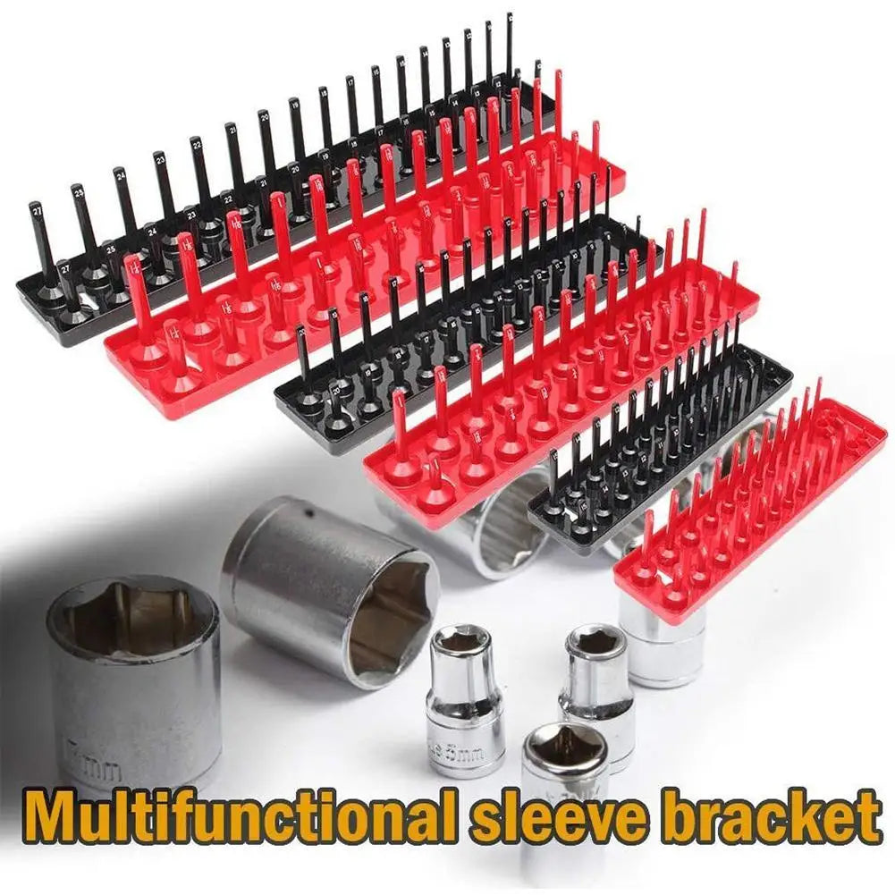 3Pcs Black/Red Socket Organizer Tray For 1/2" 3/8" 1/4" Socket Holder Home Sleeve Storage Rack Garage Tray Tool