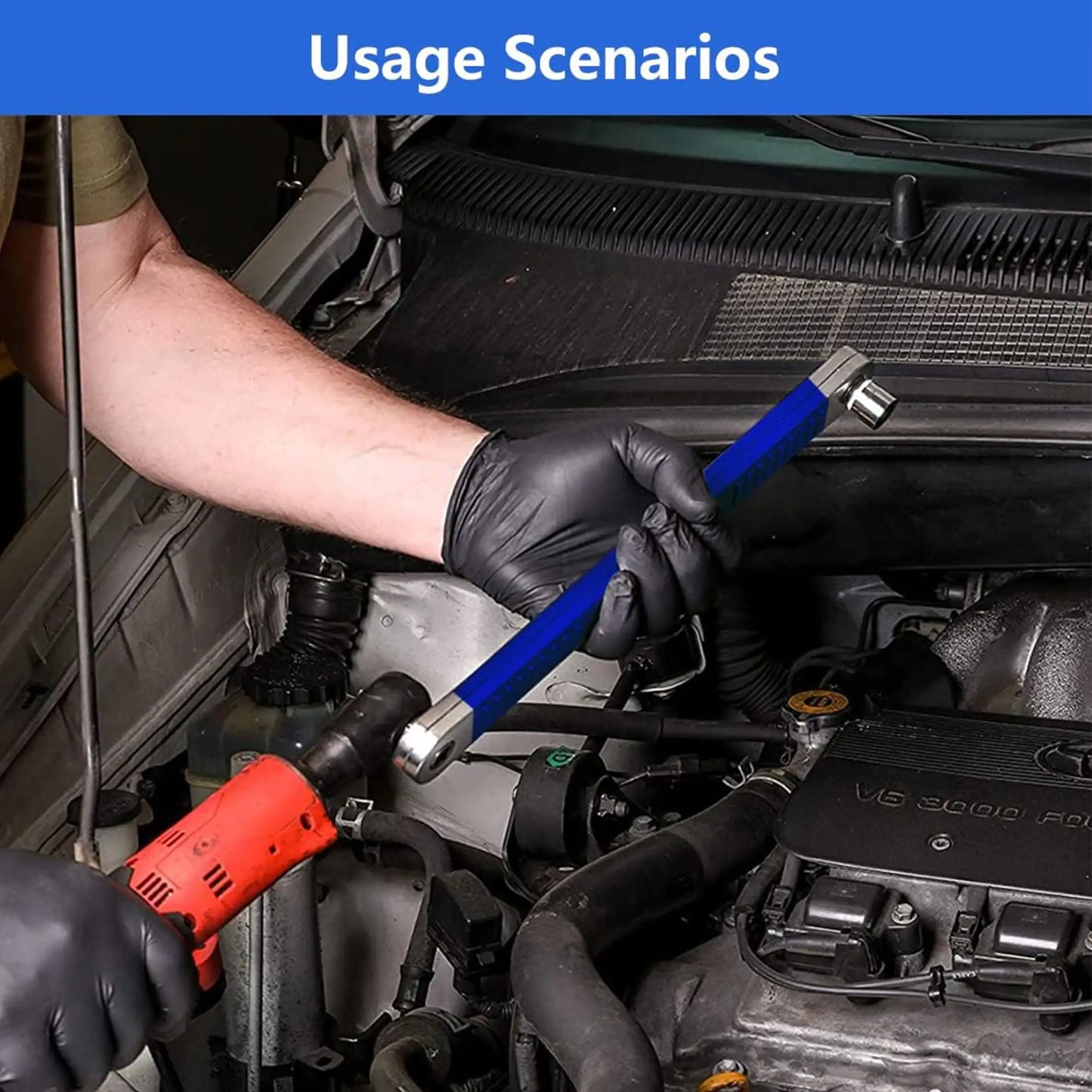 1pc heavy-duty extension wrench, 15-inch impact-resistant design, with 4 adapters, specially designed for automotive repair.