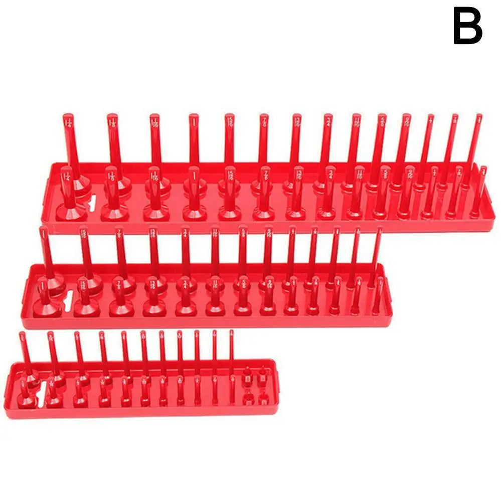 3Pcs Black/Red Socket Organizer Tray For 1/2" 3/8" 1/4" Socket Holder Home Sleeve Storage Rack Garage Tray Tool