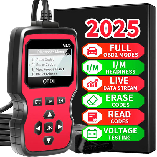 Obd2 Diagnostic Scanner Tool - Engine Fault Code Reader for All Cars since 1996, with Real-Time Data Stream, Battery Test, and Code Erasure